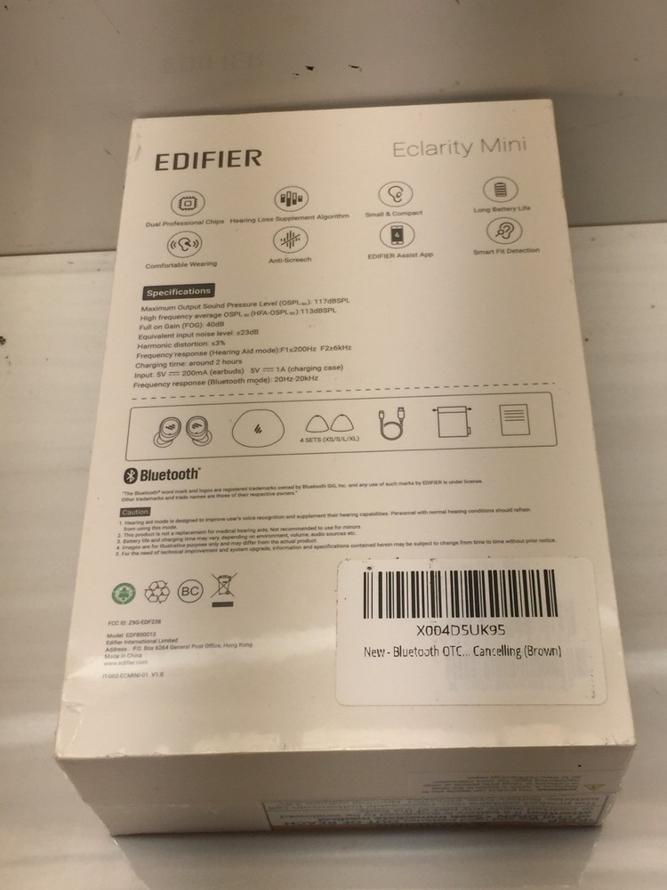Edifier Eclarity Mini OTC Hearing Aids Bluetooth Rechargeable, Brown