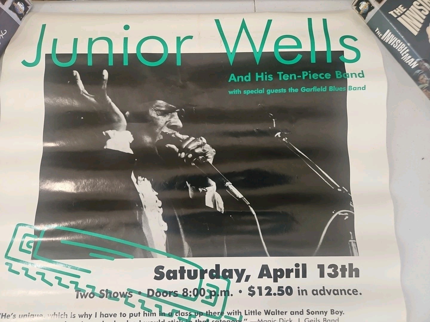 Vintage Blues Junior Wells Poster April 13 1996 Show At Magic Bag 21 3/4 × 17