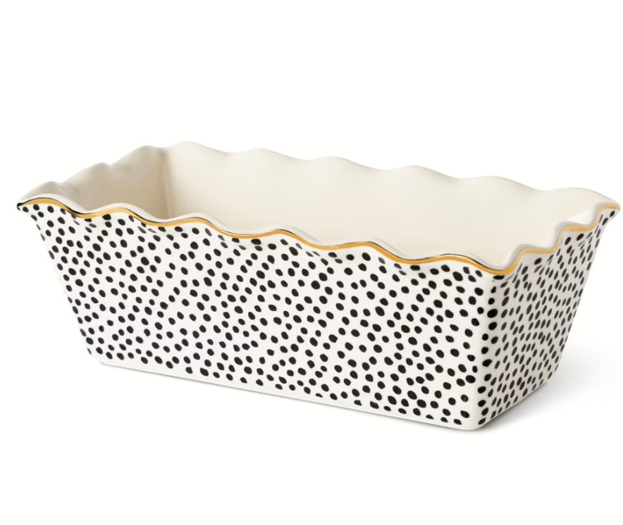 9" Ceramic Loaf Pan with Dot Pattern – Baking, Kitchen & Oven Use