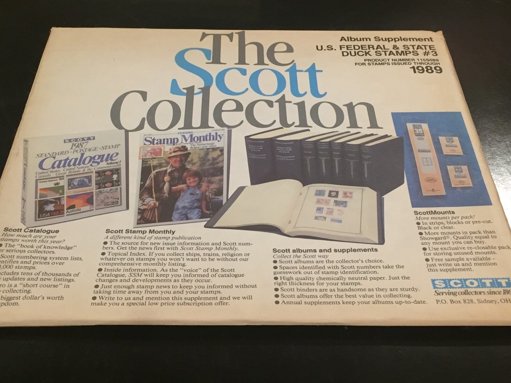 Scott U.S.A. Federal & State Duck Stamp Supplement Pages #3 - 1989 -Quad Drilled