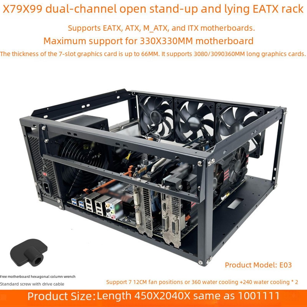 Open Computer Case PC Case Steel Open Chassis Rack Professional Accessories
