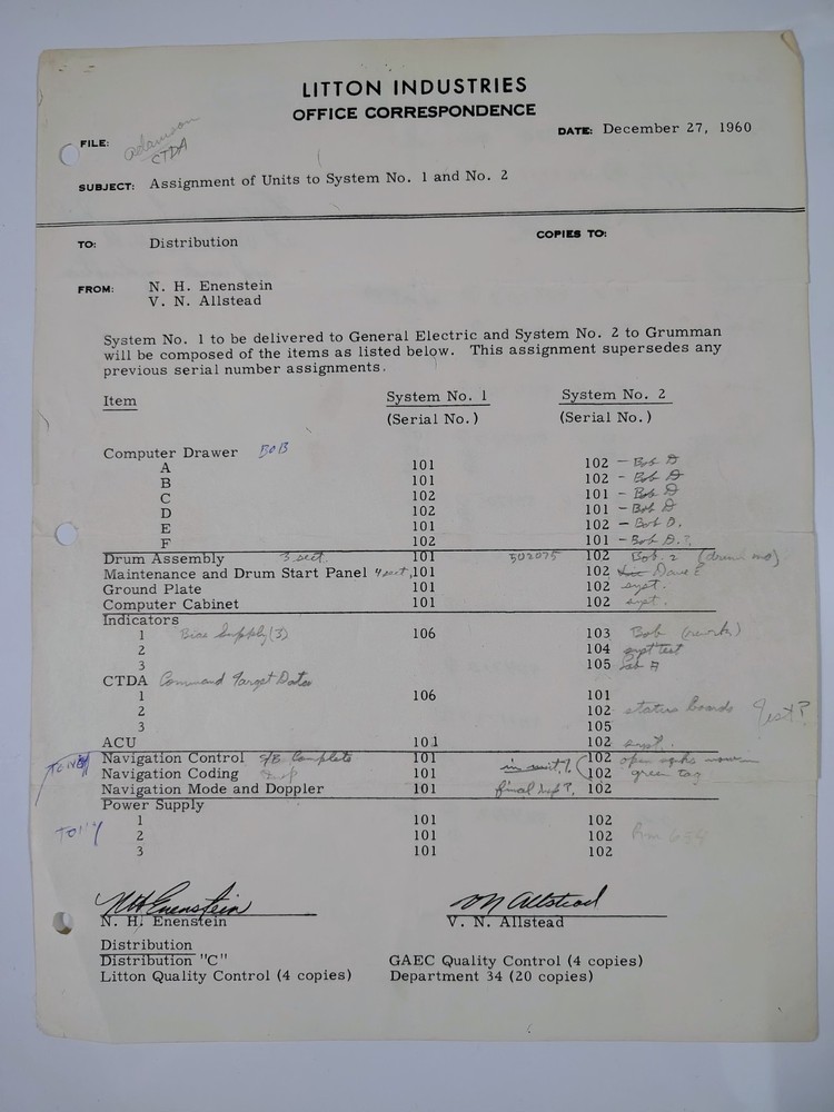 Cold War Litton LN-3 Inertial Navigation System Docs w/ Engineer Notes 1960