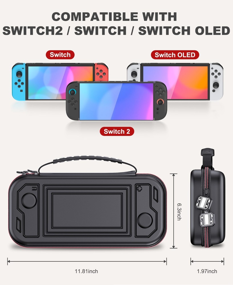 Switch 2 Case for Nintendo Switch 2 (2025) &OLED/Switch Waterproof PU Shell Case