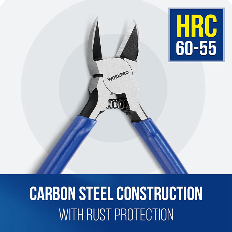 2PC Wire Cutters 6 Inch Precision Flush Cutter Spring Loaded Side Pliers
