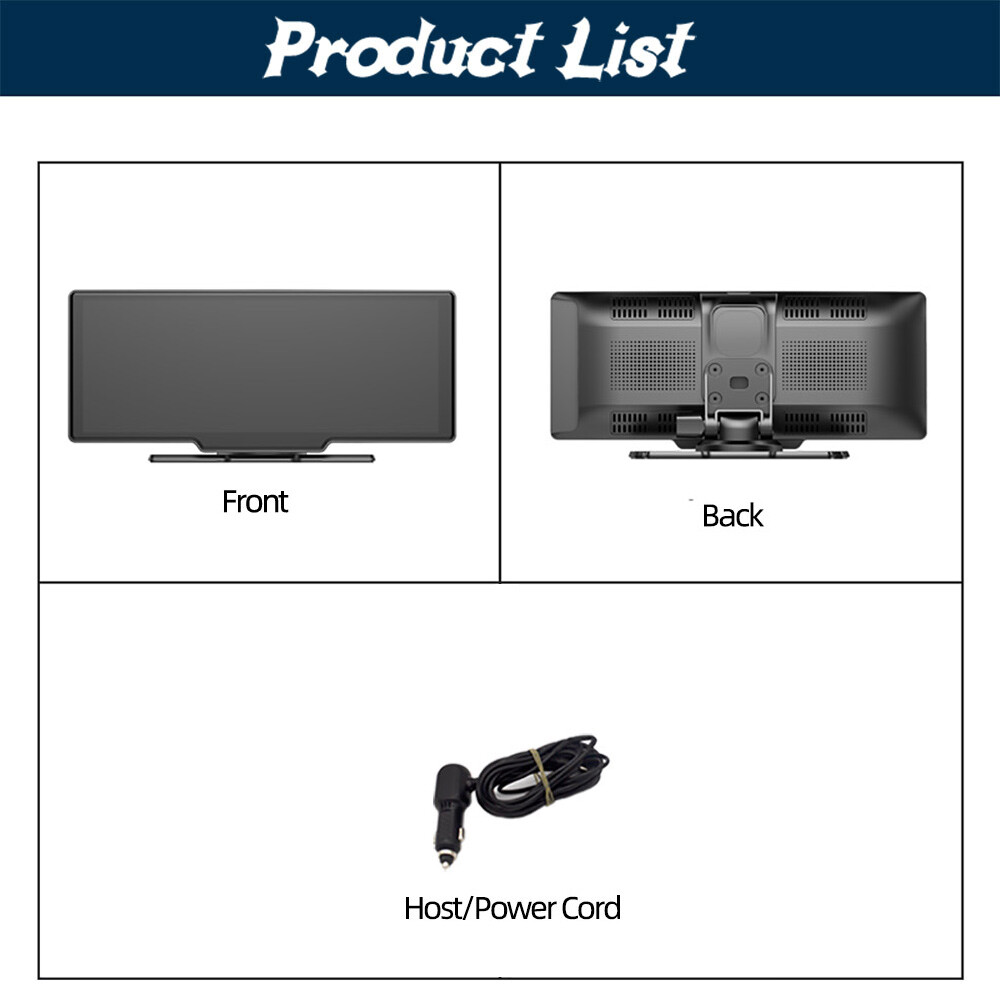 10" Portable Bluetooth Car Stereo Wireless CarPlay Android Auto Touch Screen AUX