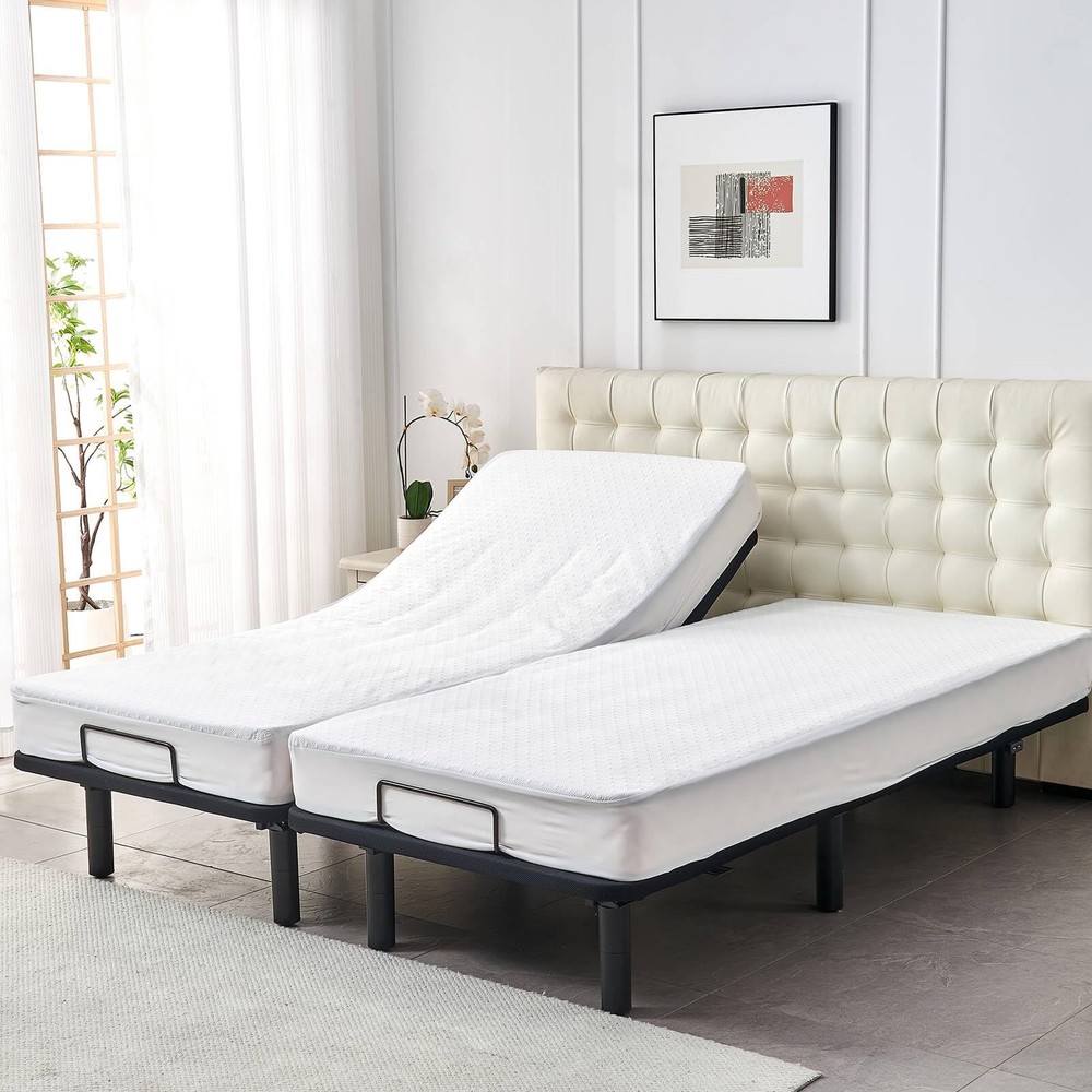 Bamboo Viscose Cooling Split King Mattress Protector for Adjustable Bed Water...