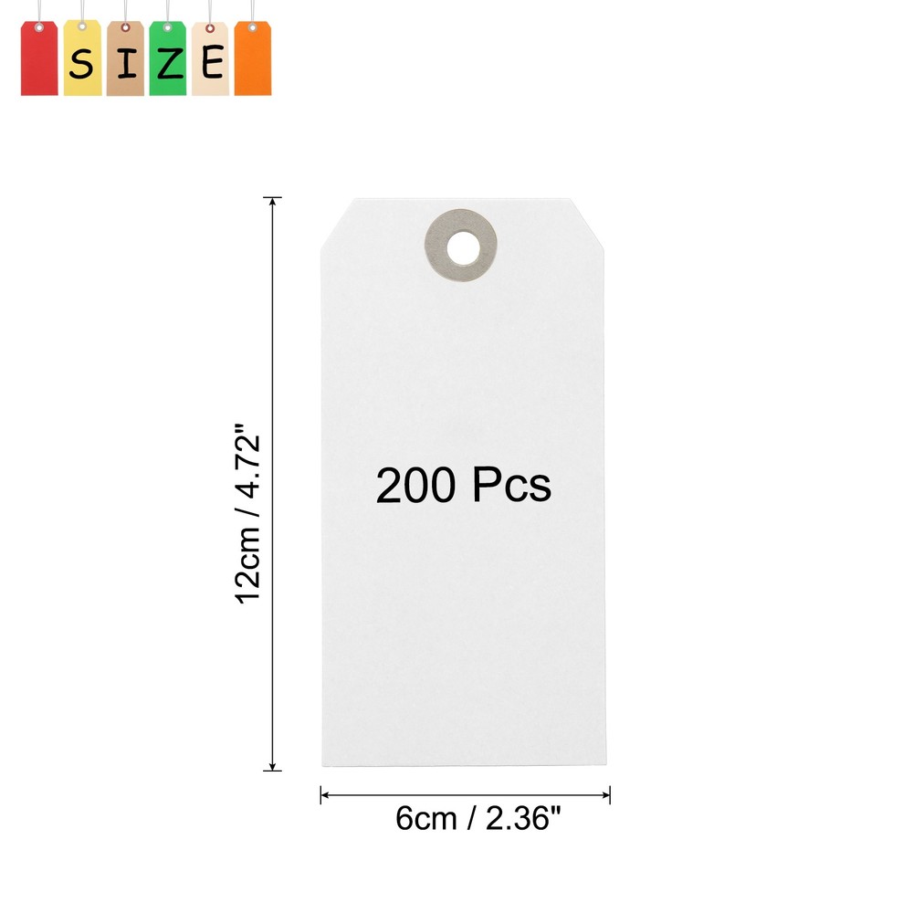 200Pcs Hang Tags,Tags with Wire String for Making Item Tags, White