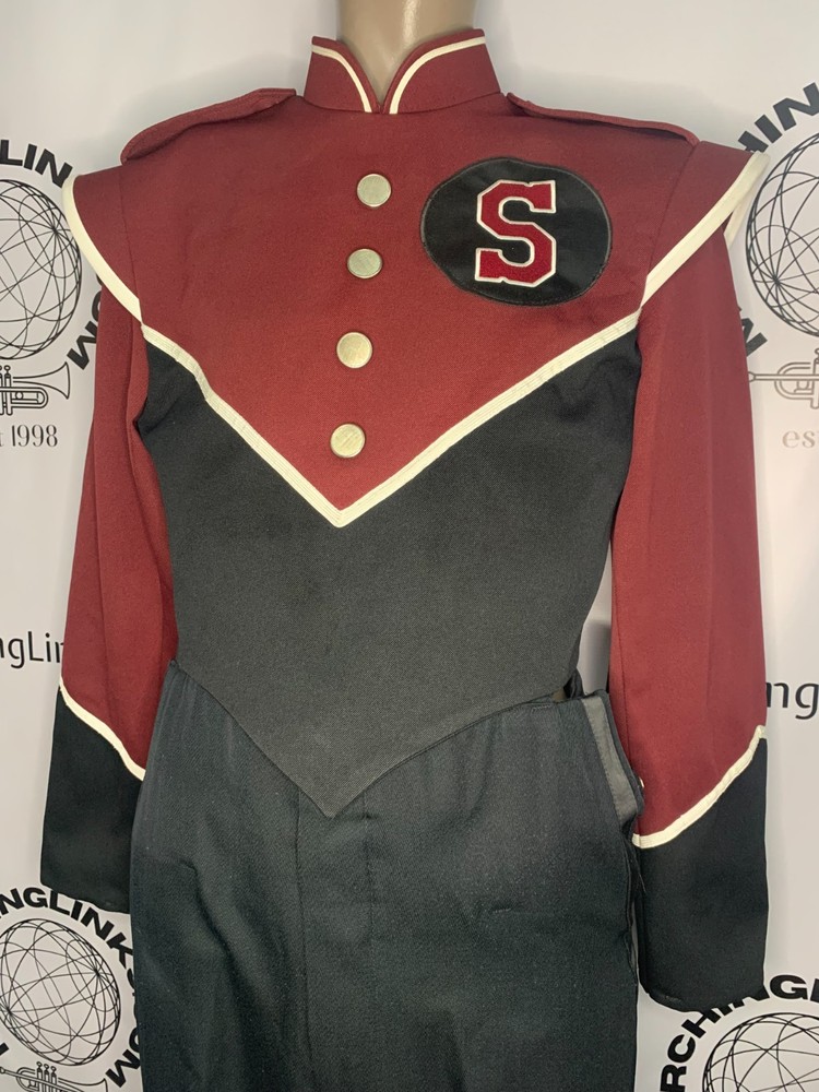 Maroon, White & Black Marching Band Jacket Size 36 Regular - Authentic