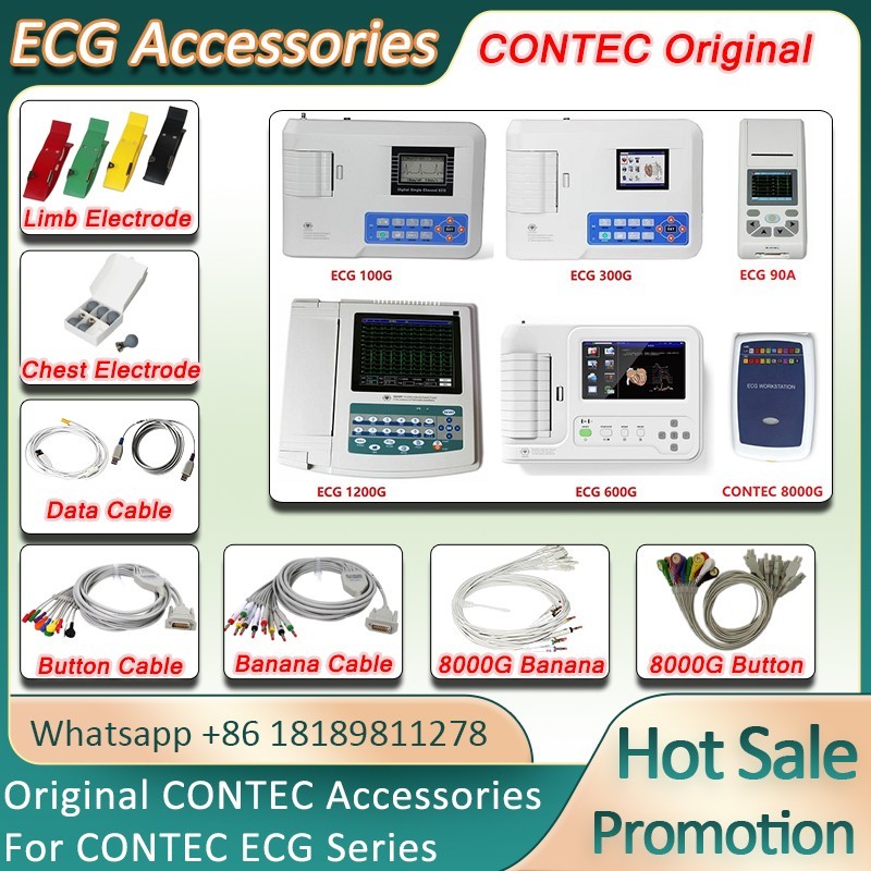 Original CONTEC Accessories Button/Banana type ECG Cable/Electrodes/Data Cable