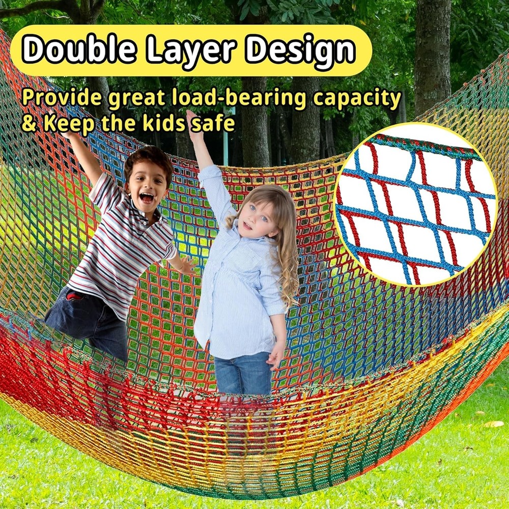 Climbing Net 6.5' x 9.8', Double Layer, Multicolor