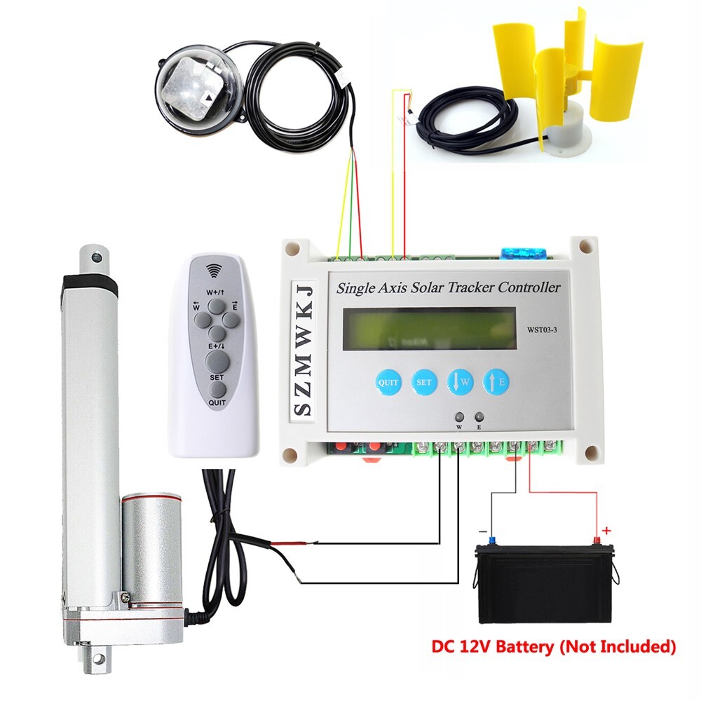 Solar Tracking Tracker Kit -8" DC12V Linear Actuator +LCD Controller +Anemometer