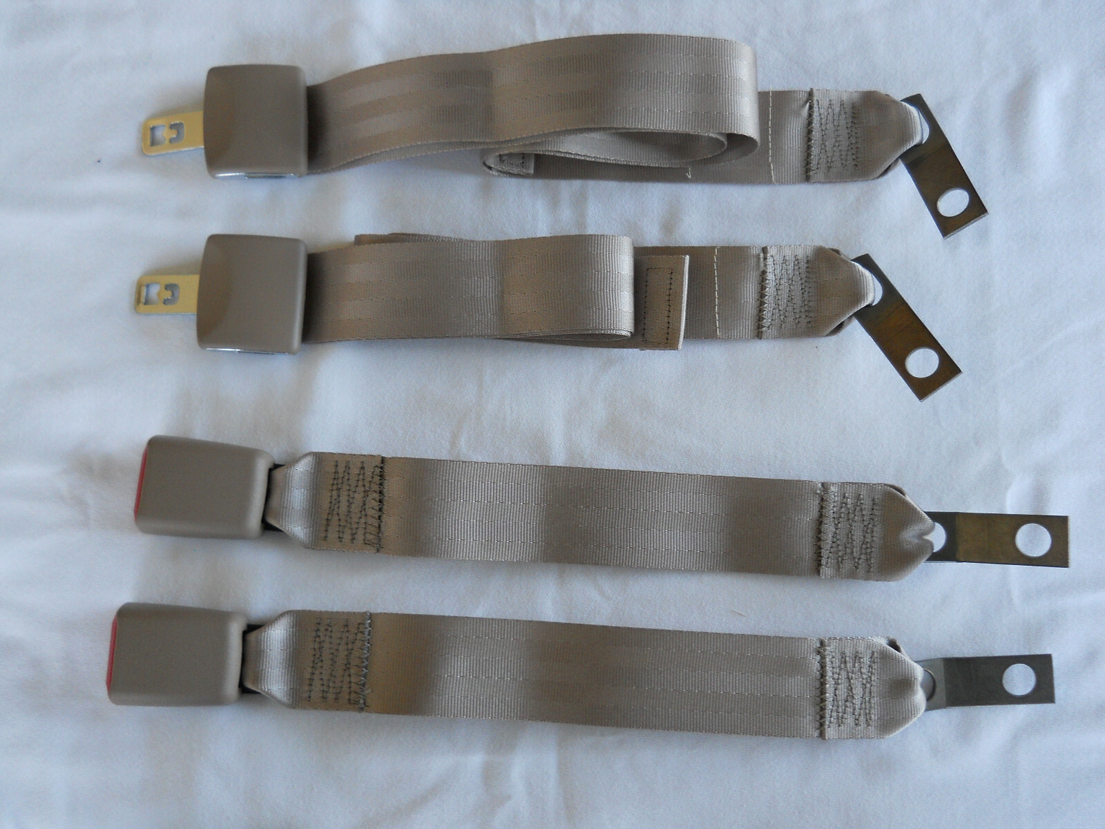 2 Sets - Tan Two Point Seat Belt , Lap Belt, Made by TRW to OEM Specs  NEW! 60"
