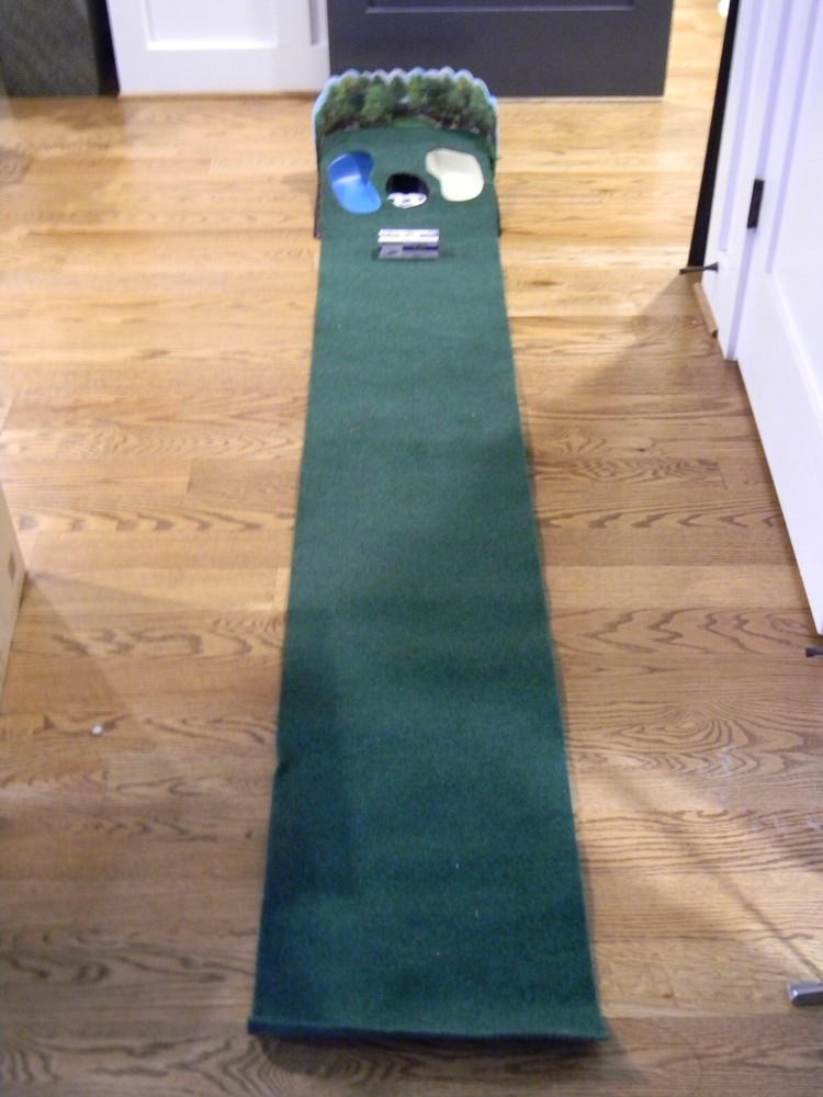 Sharper Image 8ftx17in Indoor Golf Putting Mat with Electronic Return & Backdrop