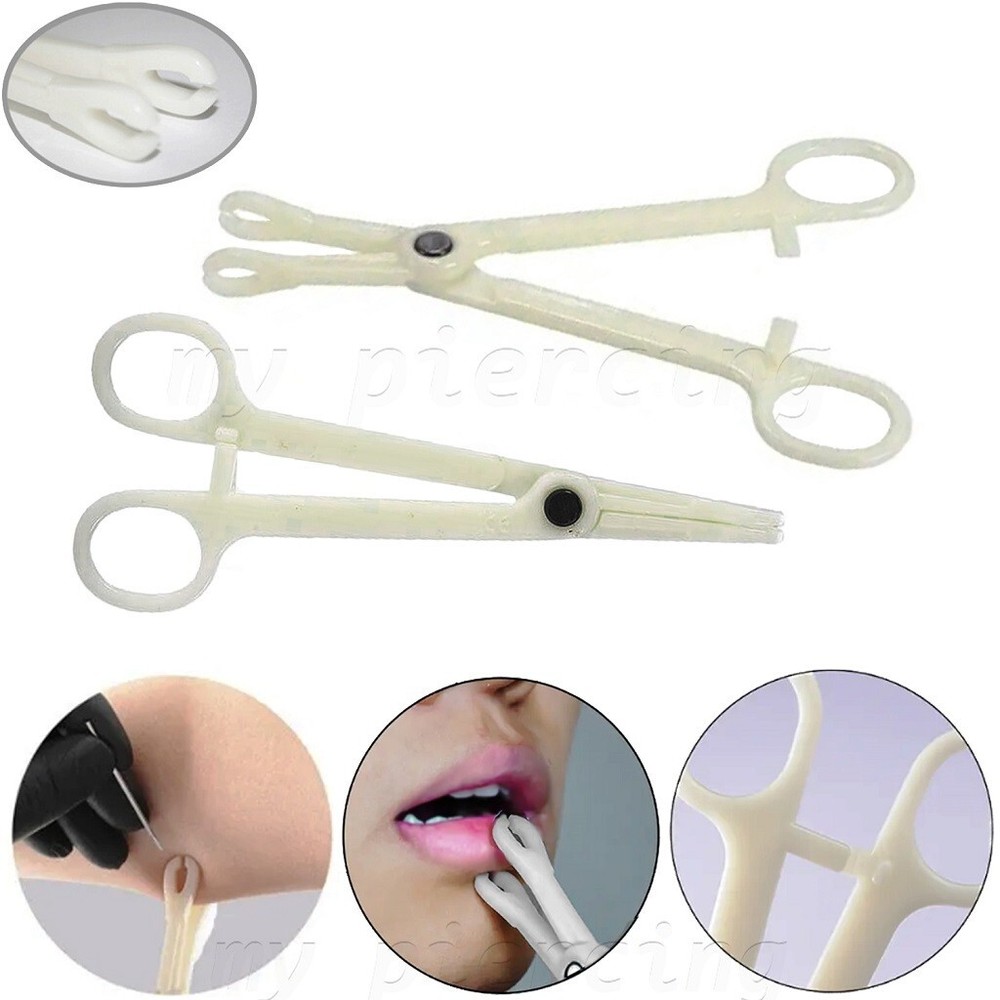 Sterilized Disposable Slotted Sponge Piercing Forceps Body Piercing Tools