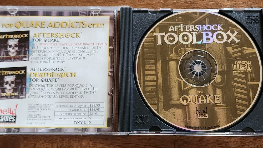 Quake Aftershock Toolbox Ultimate Command Tools PC 1996 CD-ROM Head Games