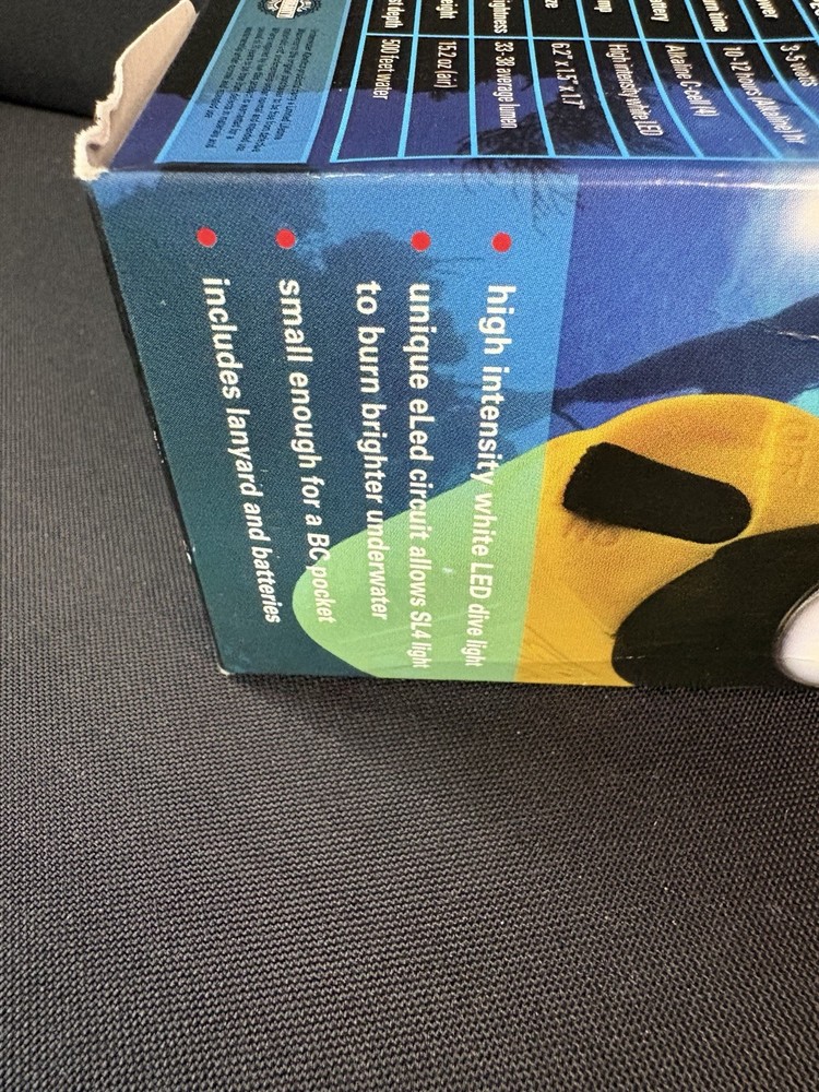 Princeton Tec SL4 LED Dive Light Scuba Flashlight w/ Box Instructions