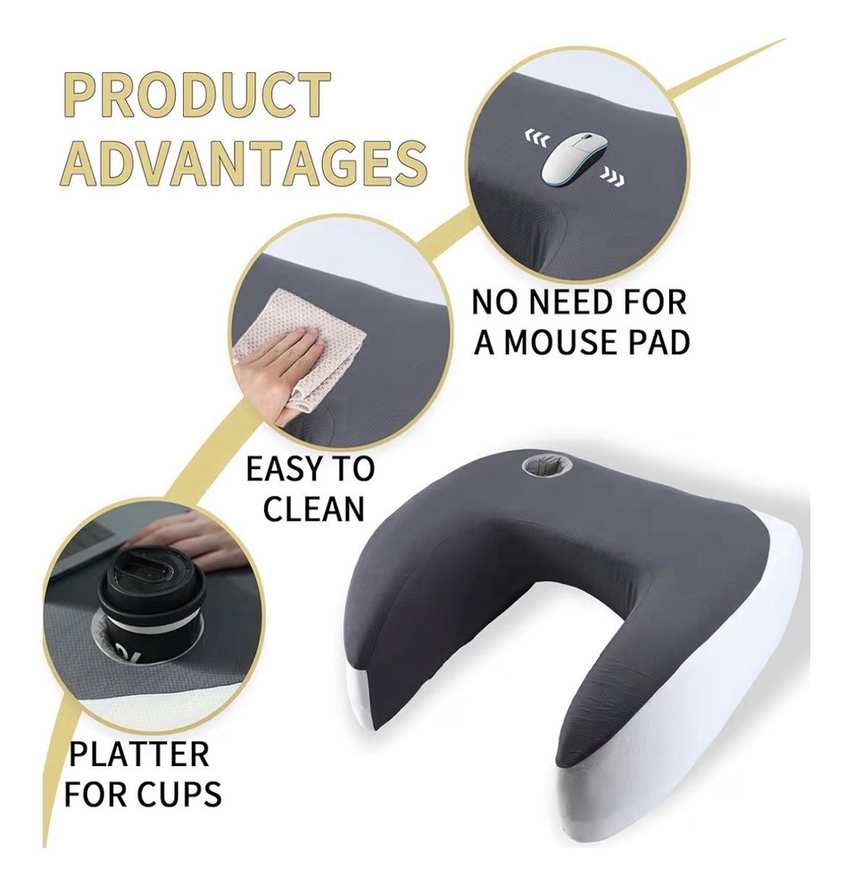 Memory Foam Game & Reading Pillow with Adjustable Folding Table for Adults