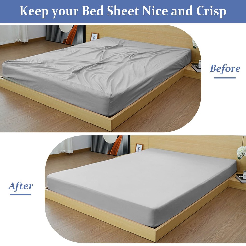 4+1 Pcs Elastic Bed Sheet Straps with Metal Clips for Fitted Bedding Sheets