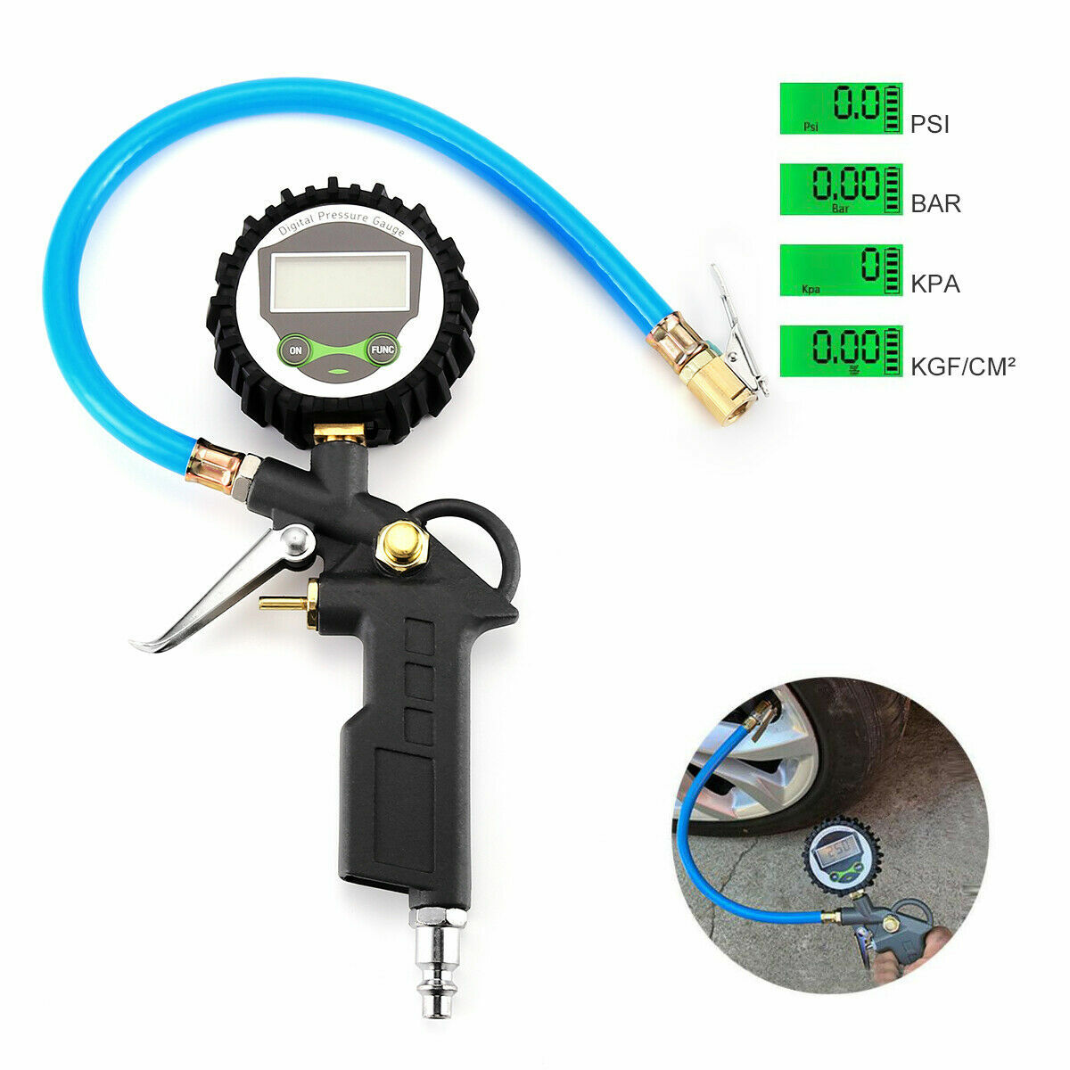 Digital Air Tire Inflator with Pressure Gauge 250PSI Chuck for TrucK/Car/Bike US