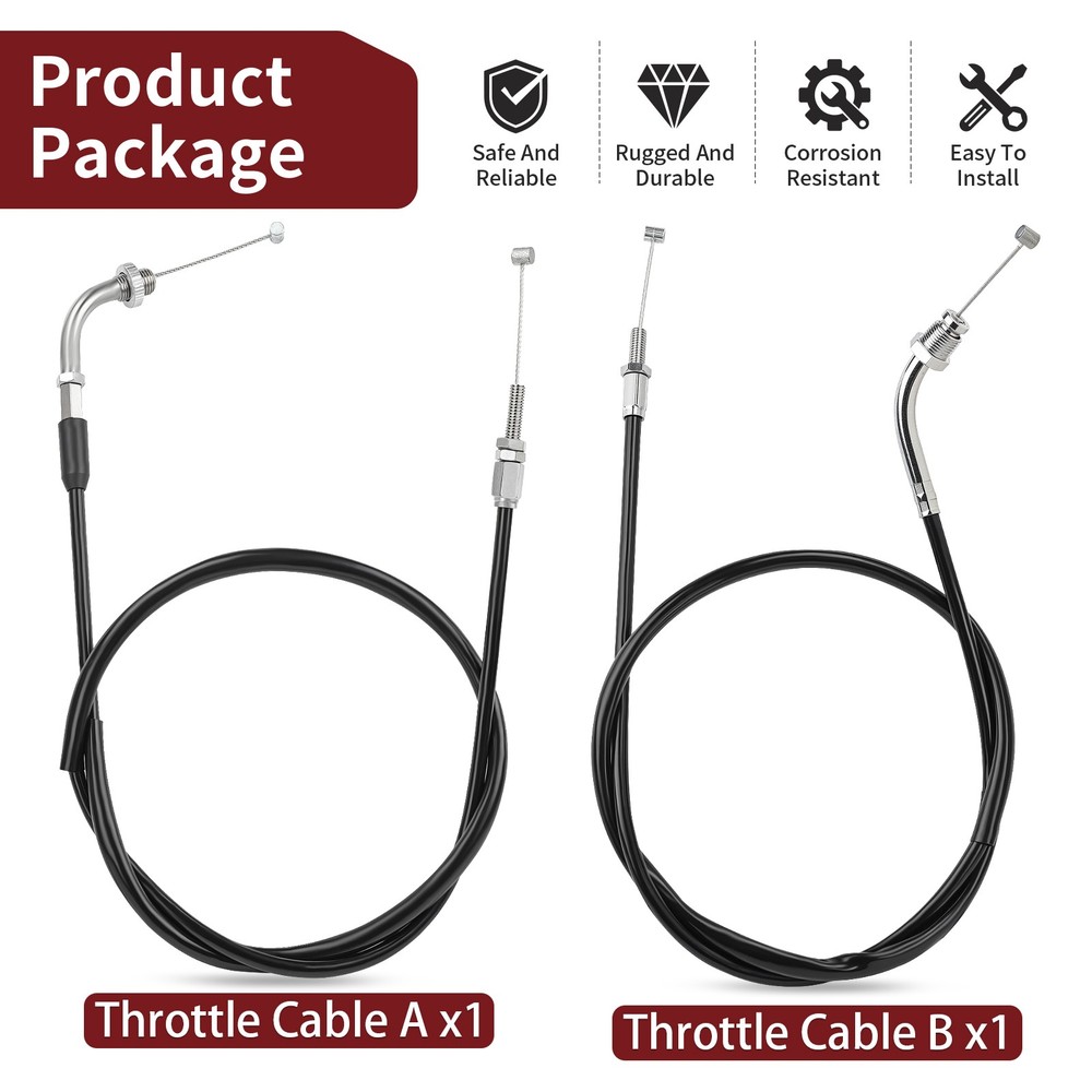 Throttle Cable Push & Pull Set for Honda VTX1300 VTX1300C 2004 - 2007 2008 2009