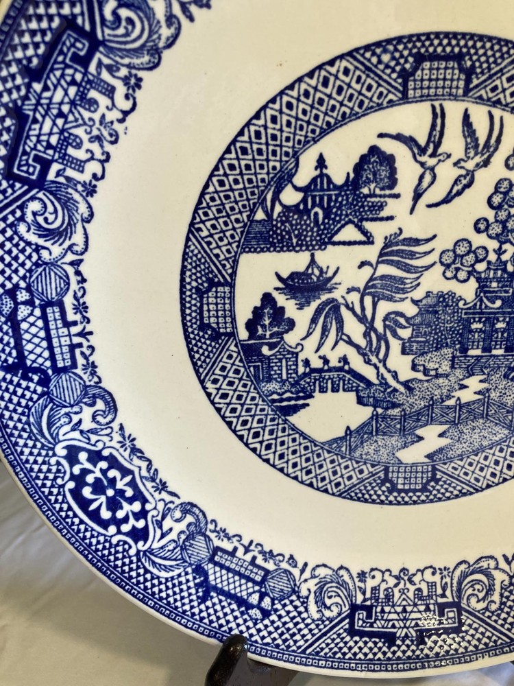 Vintage Blue Willow Ware Style Transferware Plate