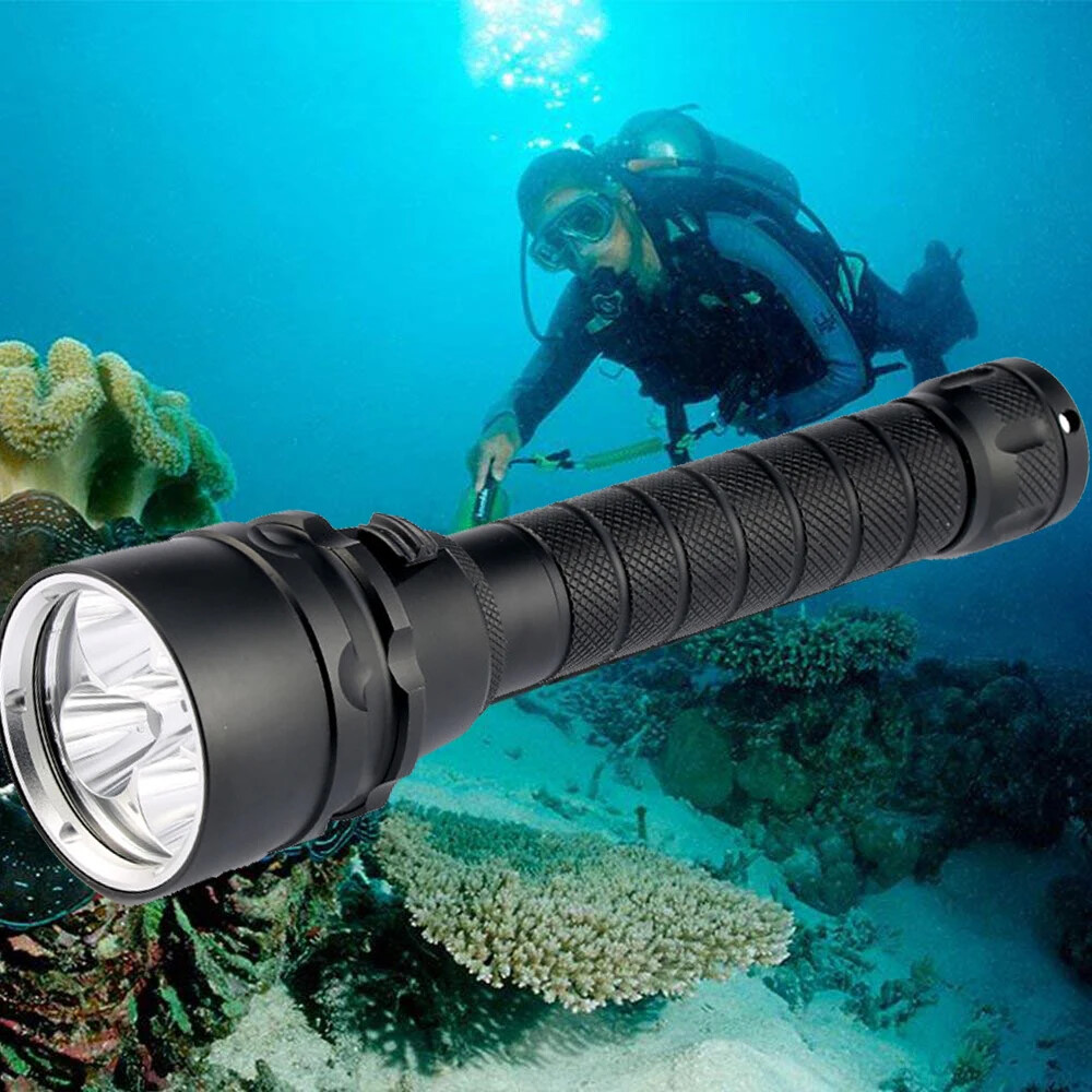 Diving Flashlight 3LED Scuba Dive Torch 300M Deep Underwater Waterproof Lantern