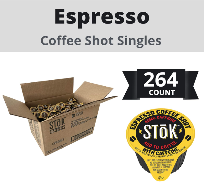 NEW SToK Cold Brew Espresso Coffee Shots, Unsweetened, 0.43 Fl Oz (Pack of 264)