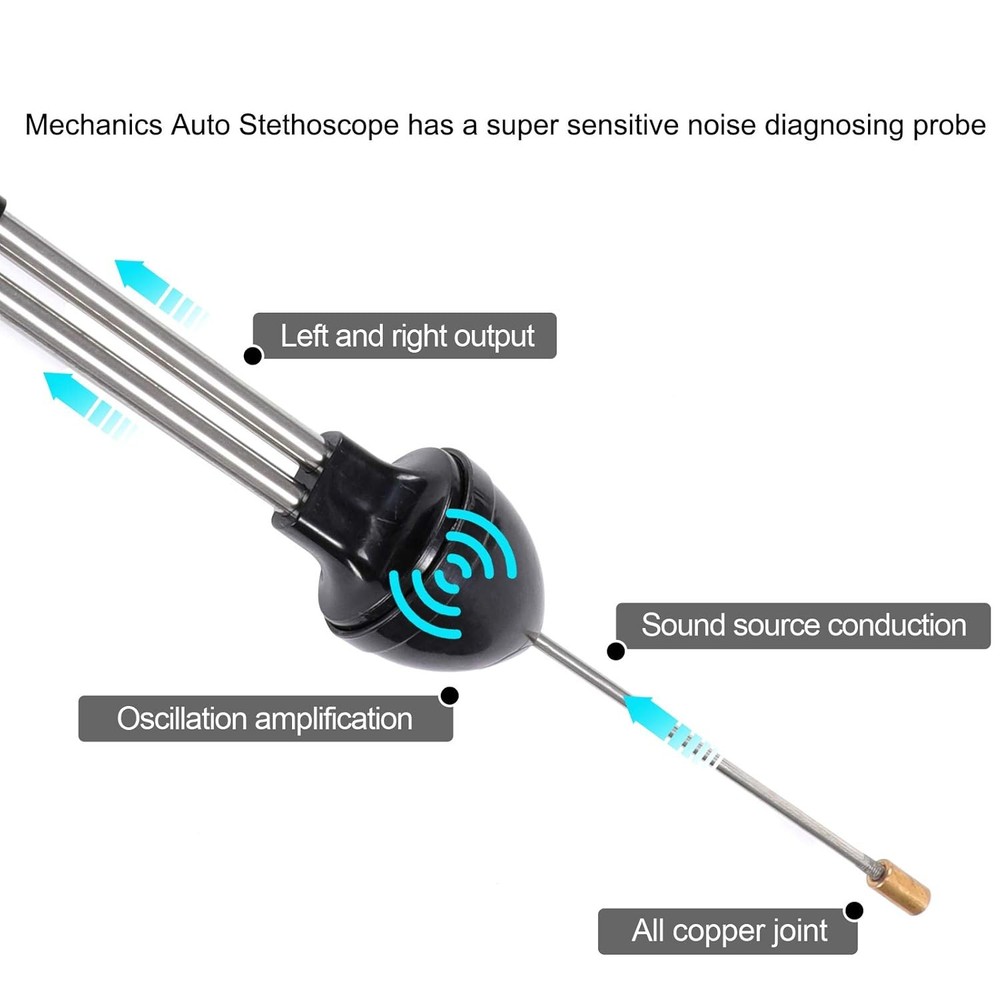 Lamoutor 2Pcs Automotive Mechanic Stethoscope Engine Tool Black