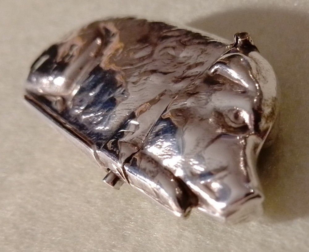 Victorian 1800's Solid Silver Boar Vesta Case