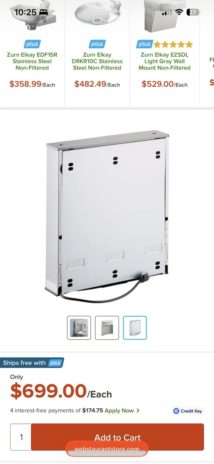 ELKAY EZWSR EzH20 Stainless Steel Non Filtered Bottle Filling Station