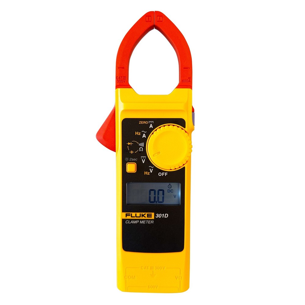 Fluke 301D AC/DC Clamp Meter 600A 600V Voltage Current Frequency Backlight