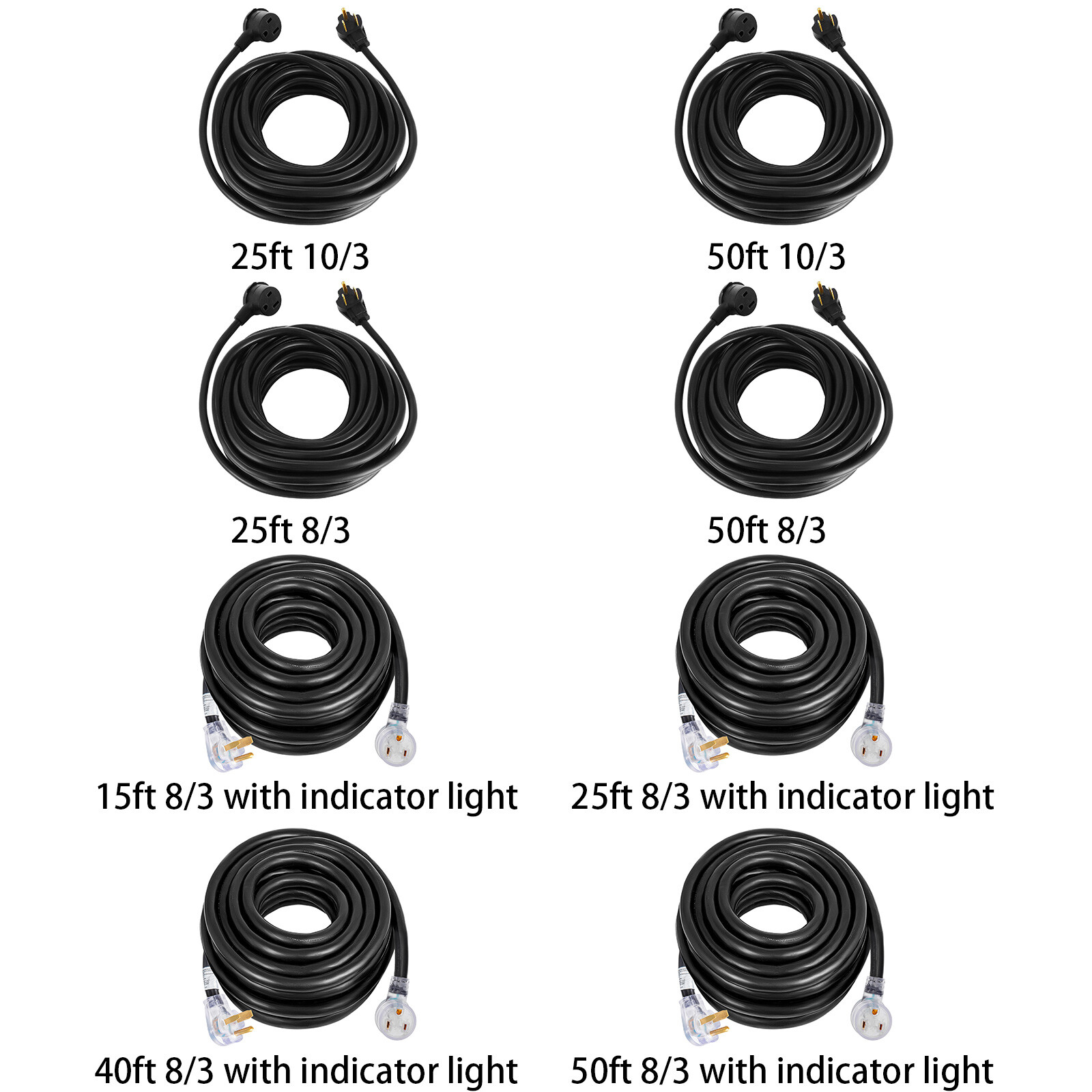 VEVOR 25'-50' 220V Heavy Duty 10/3 8/3 Welder Extension Cord for MIG TIG Plasma
