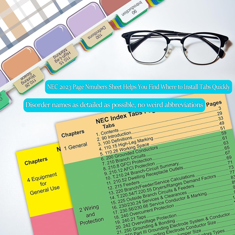 Upgraded 2023 National Electrical Code (NEC) Book Tabs, 140 Color-Coded &...