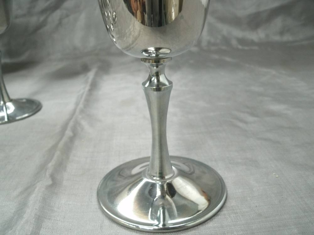 Vtg E.L. de Uberti DUL1 Set of 8~6+" Silverplate Wine Glass Water Goblets Italy