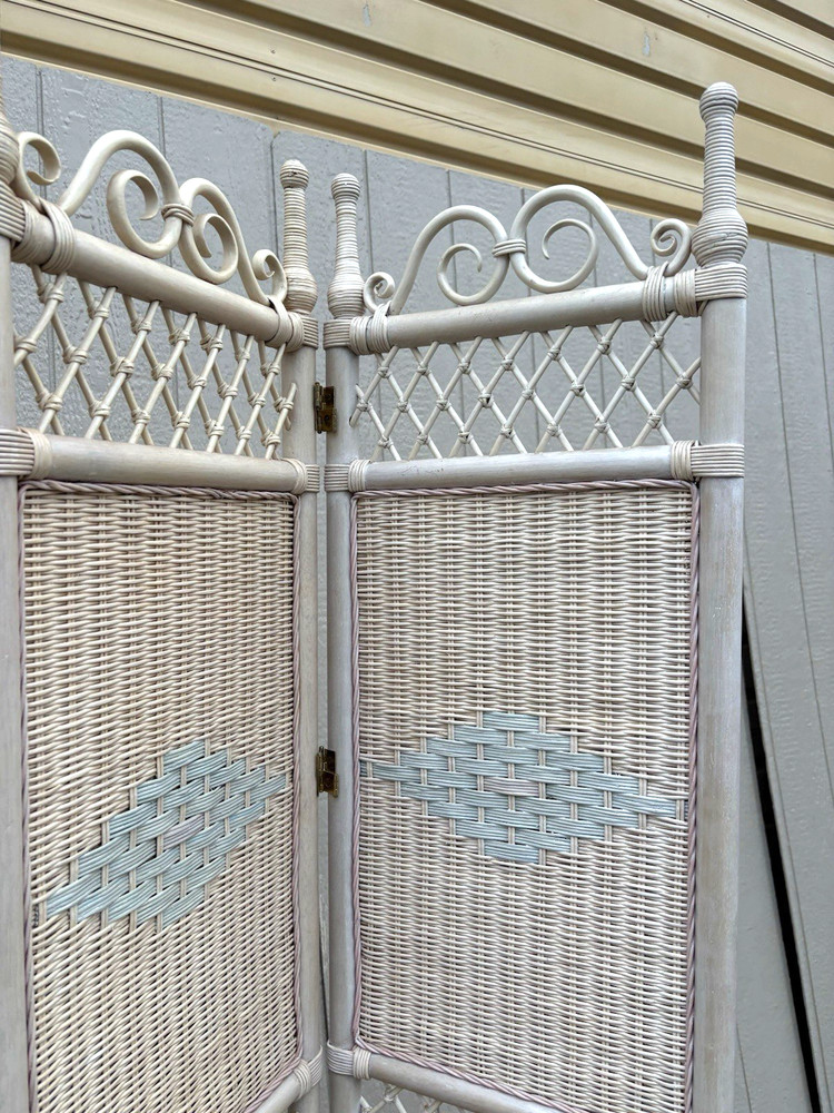 67302 4 Section Wicker Dresssing Screen Room Divider