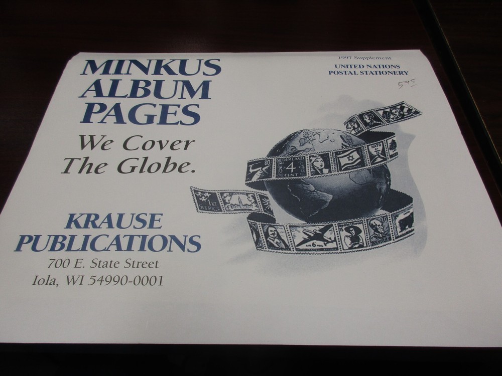 "MINKUS"ALBUM PAGES 1997  SUPPLEMENT U.N. POSTAL STATIONERY    W/FREE SHP.