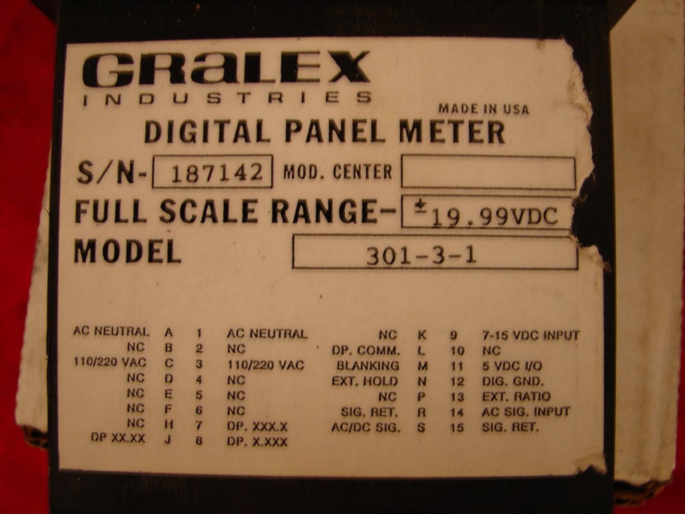 GRALEX 301-3-1 DIGITAL PANEL METER **NIB**