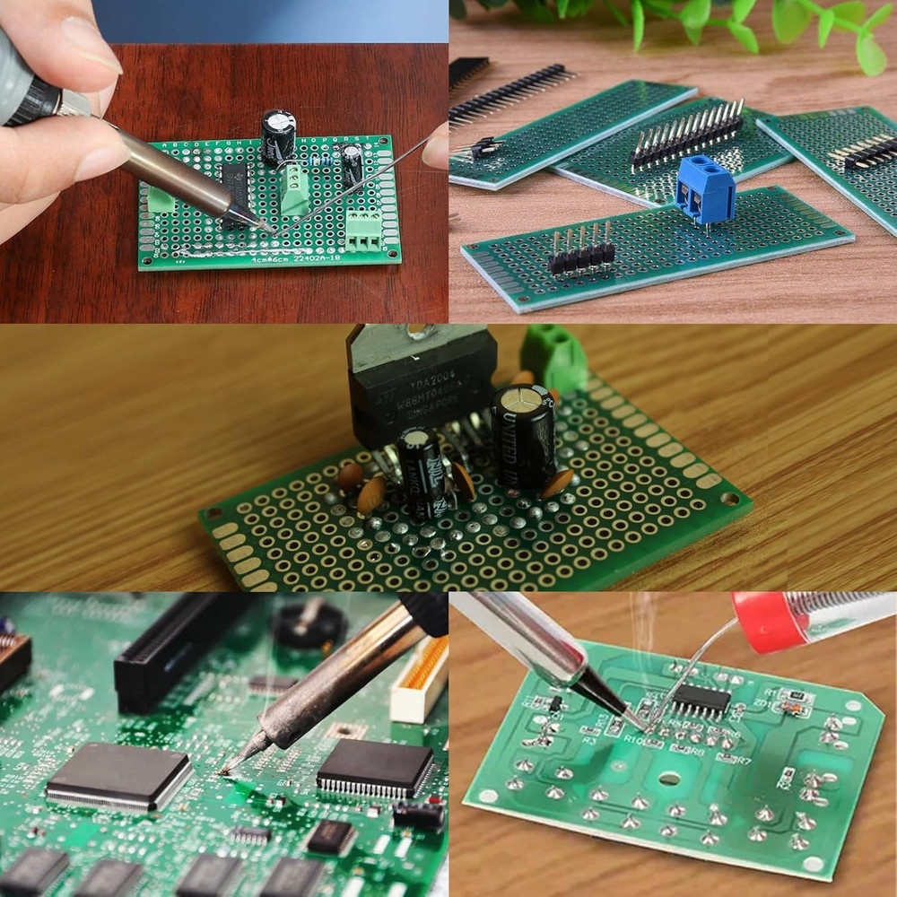 32Pcs Double Sided PCB Board Kit 5 Sizes Green Prototype Board for DIY Soldering