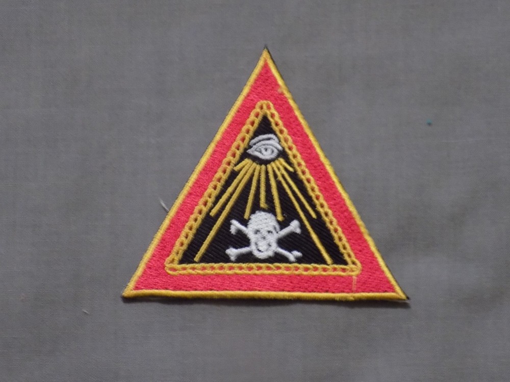 Masonic 3" Patch Triangular Iron Sew On Skull Crossbones All Seeing Eye  NEW!
