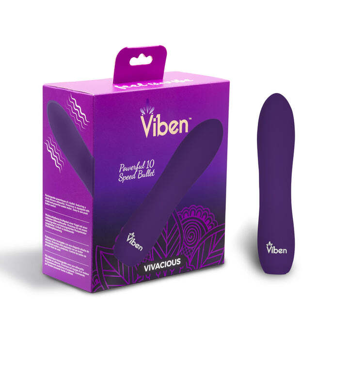 Viben Vivacious 10 Function Powerful Contoured Bullet Vibrator Violet, New