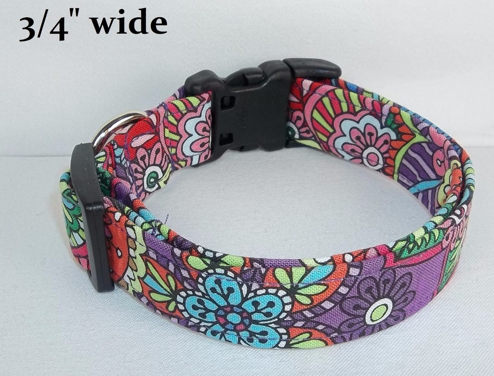 Bold Terri's Dog Collar custom hand made adjustable charming multi colored hip