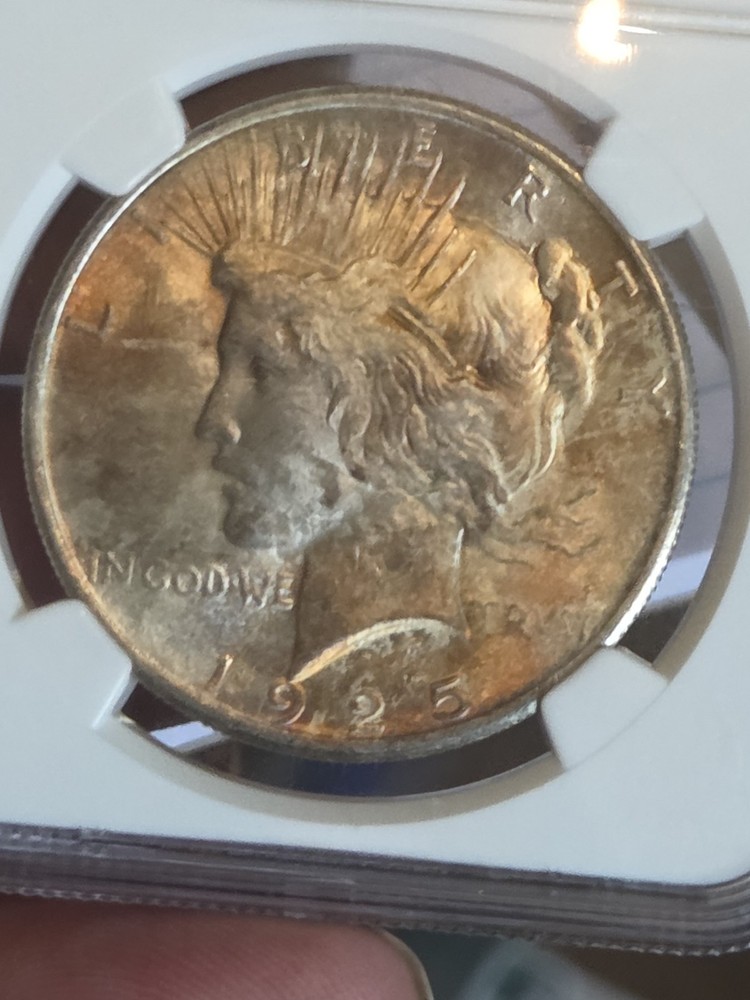 1925 $1 Peace Dollar NGC MS62 Toned