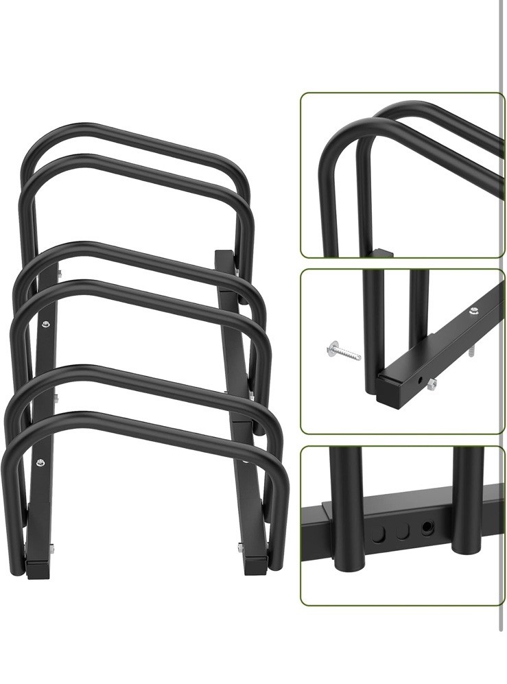 WALMANN 3 Bikes Floor Bike Stand, Bike Parking Rack Garage Bike Storage Stand