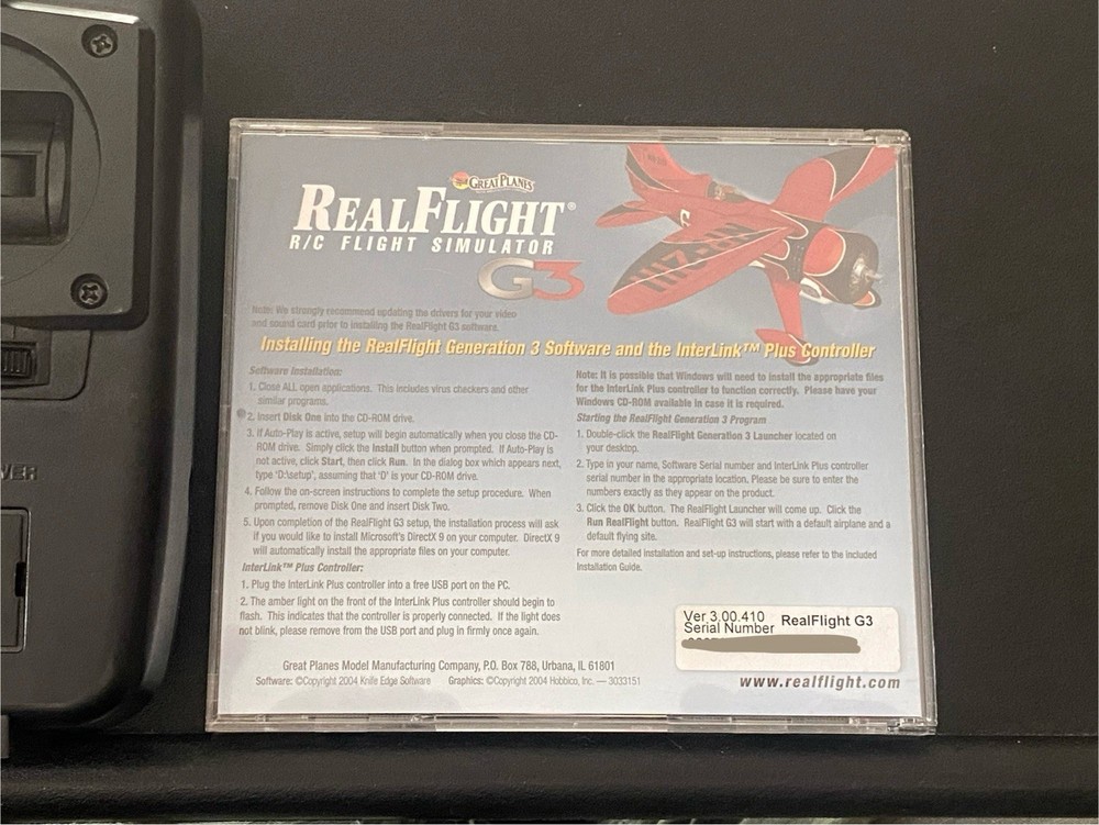 Great Planes RealFlight R/C Flight Simulator Interlink Controller Futaba +G3 1&2