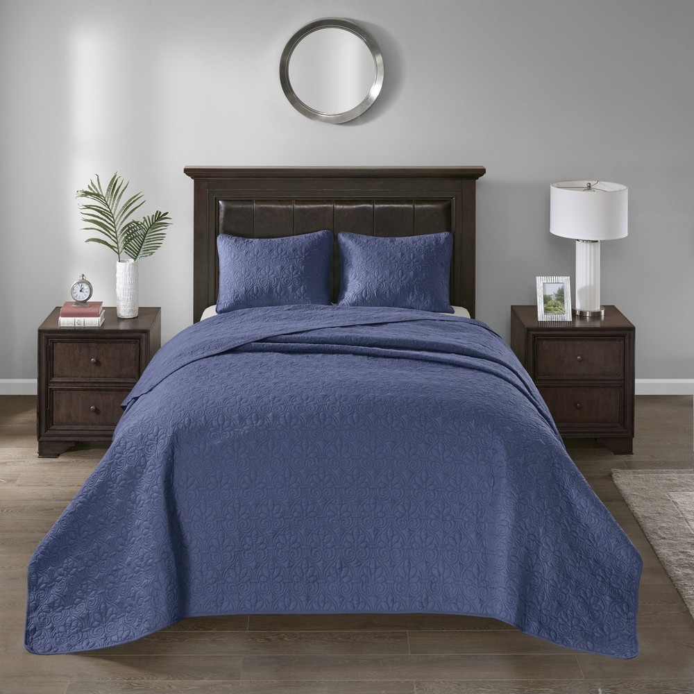 Reversible Queen Bedspread Set 3 Piece Quilted Microfiber Cotton Bedding