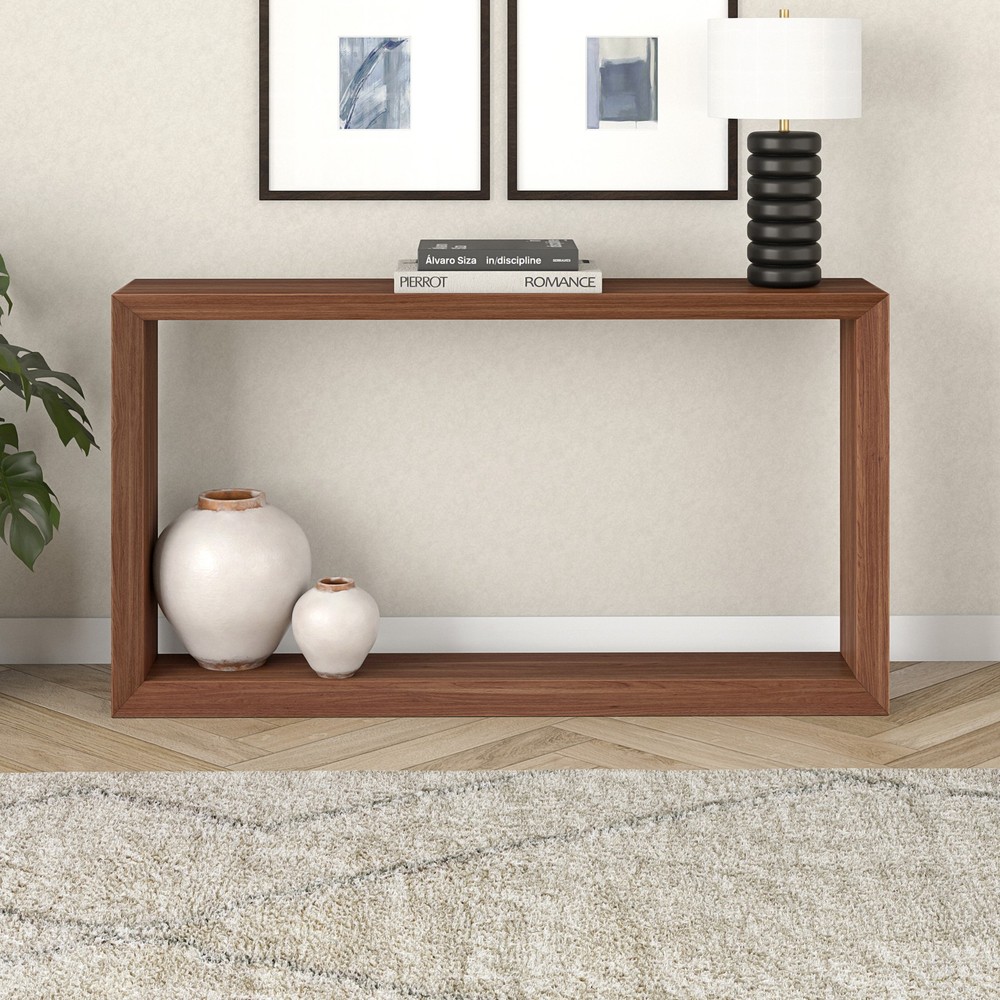 Henn&Hart 55" Satin Walnut MDF Console Table