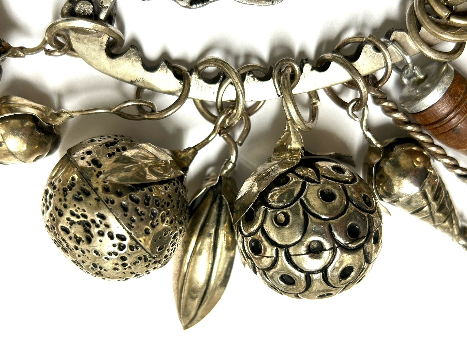 Vintage Brazilian Penca de Balangandãs – Silver Hanging Amulet 10 Charms