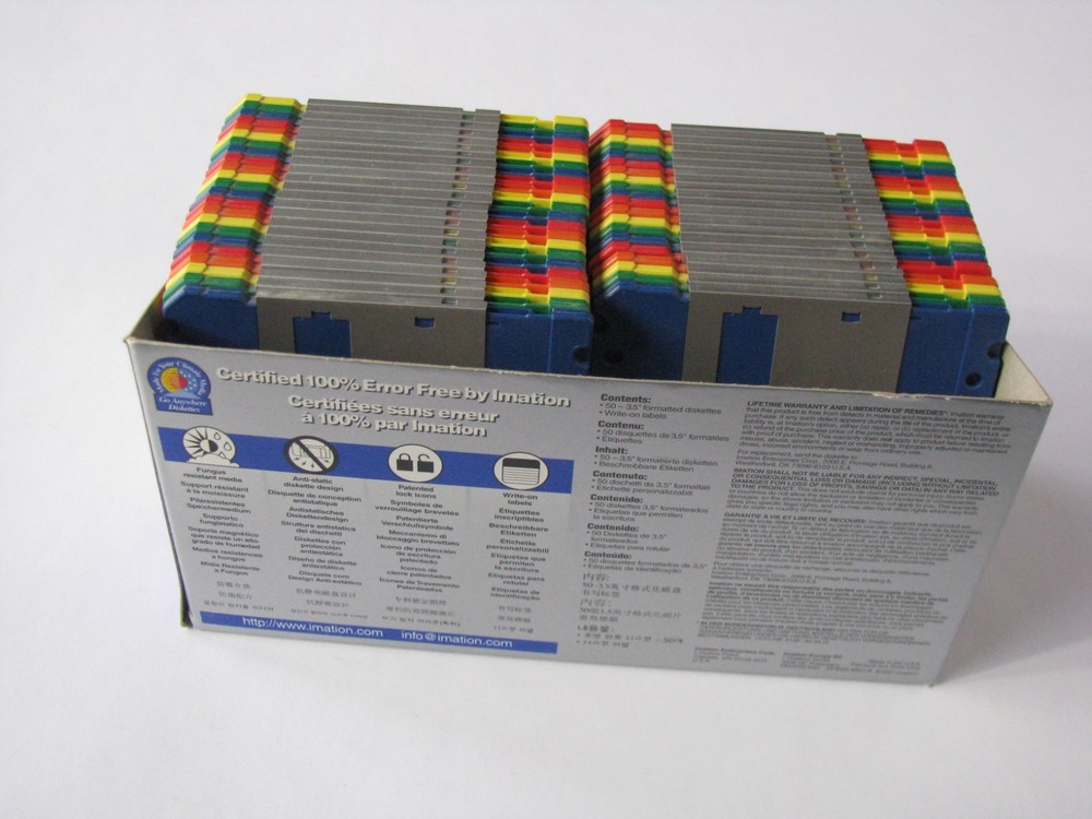 42pc Lot Set Count Pack 3M Imation IBM Formatted 3.5" Floppy Diskettes Rainbow