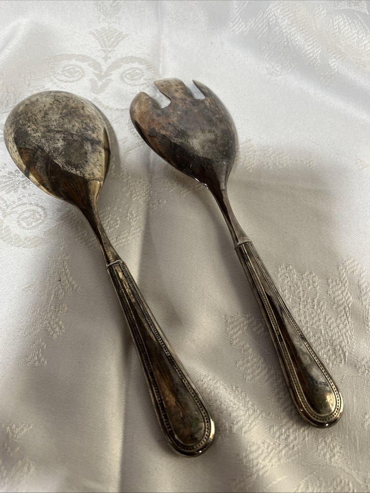 Vintage Silver Plated Salad Fork Spoon Set