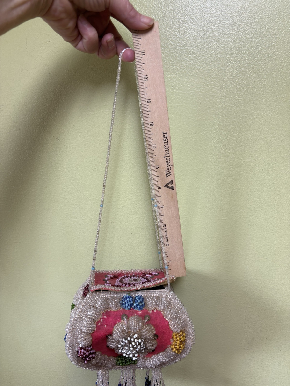 Native American Iroquois Indian Beaded Whimsical Purse Heavy Ornate Vintage